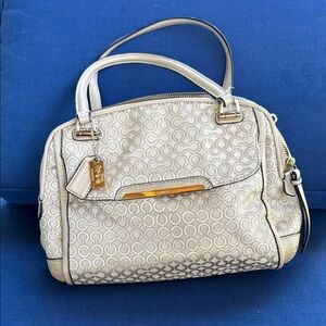 Coach Cream Satchel with Monogram Design